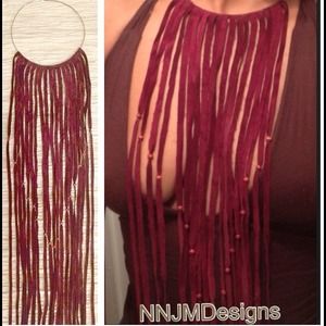 Genuine Burgundy Suede Necklace