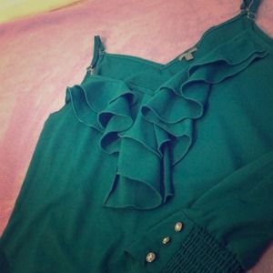 🚫SOLD🚫 - Turquoise Ruffle Top.