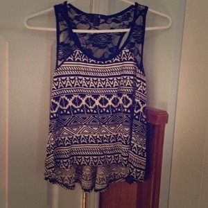 Bundle High low tribal print tank w/ bracelets