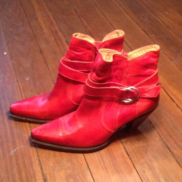 Charlie 1 Horse by Lucchese Red Ankle Booties - Picture 1 of 1