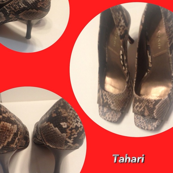Tahari snakeskin pumps