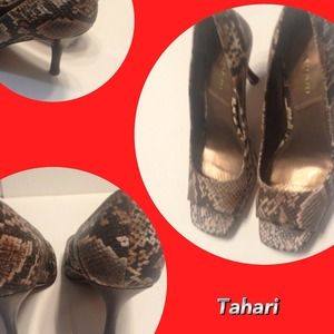 Tahari snakeskin pumps