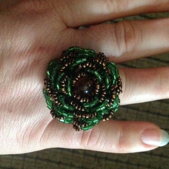 Beautiful, handmade beaded flower ring