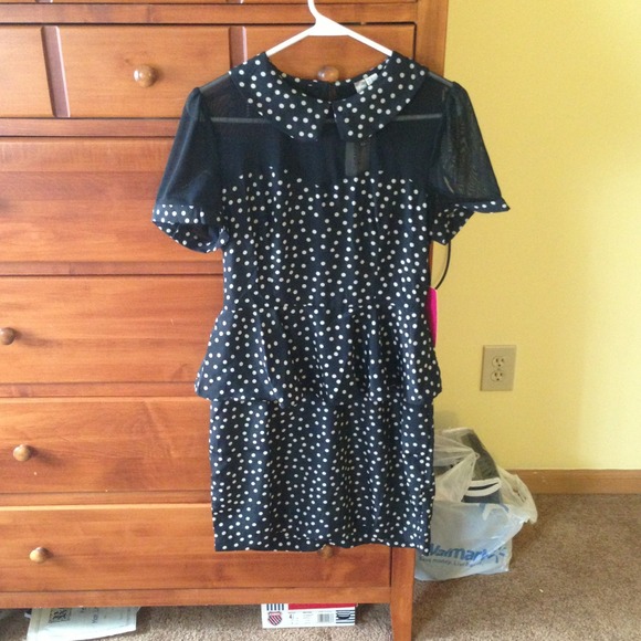 BRAND NEW. Peplum polka dot dress!