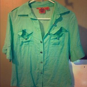 Tory burch sea blue button down!!