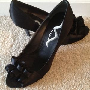 Black peep toe stilettos