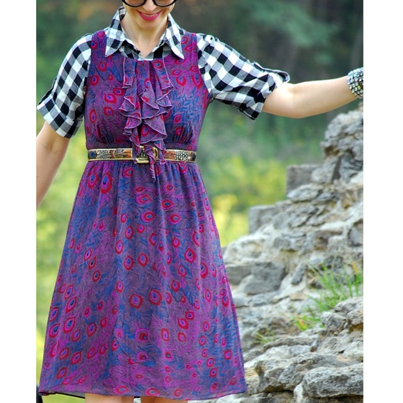I HEART RONSON/I LOVE RONSON Peacock Dress - Picture 1 of 3