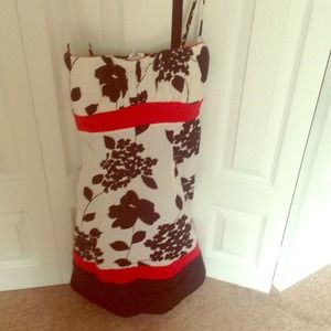 Black white and red cotton dress