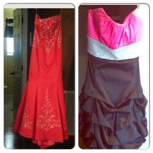 💖Reduced💖Strapless coral prom/ Pageant gown