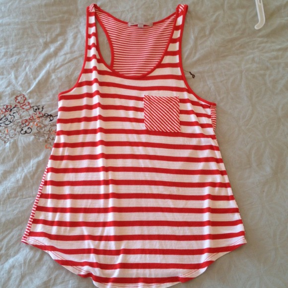 Orange and white striped tank