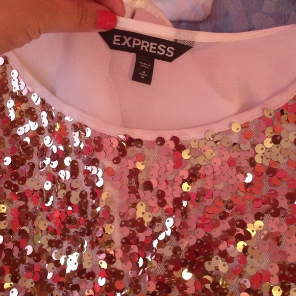 Express sheer back sequin tee - Picture 2 of 3