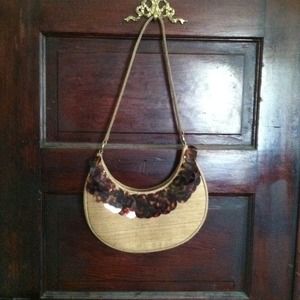 Raw silk embellished small purse