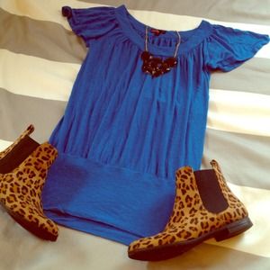 ❌BUNDLED❌ Cobalt blue tunic dress with flutter slv