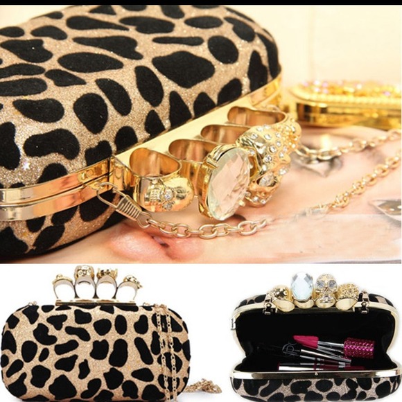 Clutches & Wallets - leopard gold knuckle clutch!