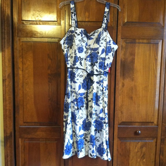White & Blue Flower Dress