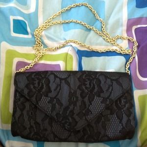 Black floral lace clutch/purse