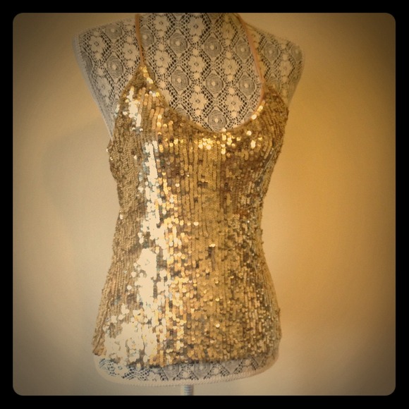 Gorgeous Gold Sequin Racer Back Top