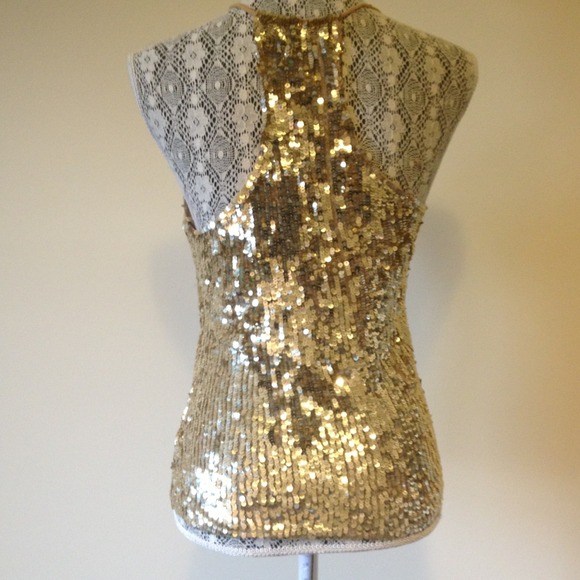 Gorgeous Gold Sequin Racer Back Top - Picture 2 of 4