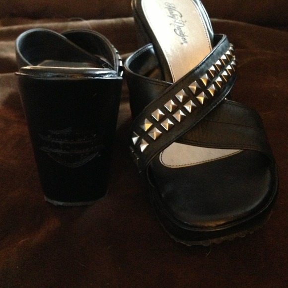 SOLD Harley Davidson platform wedge. Never worn