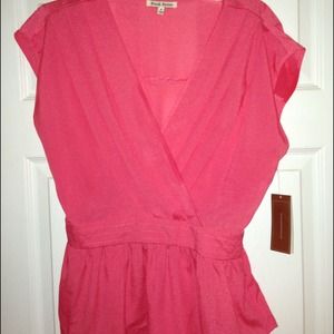 Coral color pleated top. Perfect for spring summer