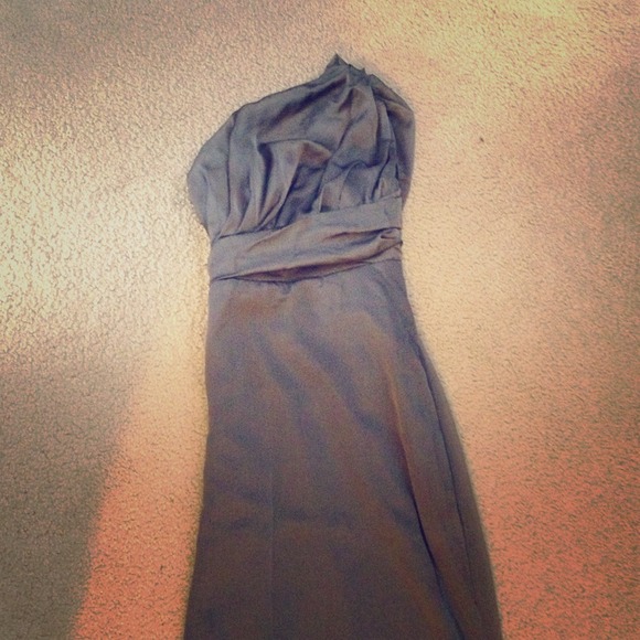 Grey chiffon, one shoulder, formal dress - Picture 1 of 4