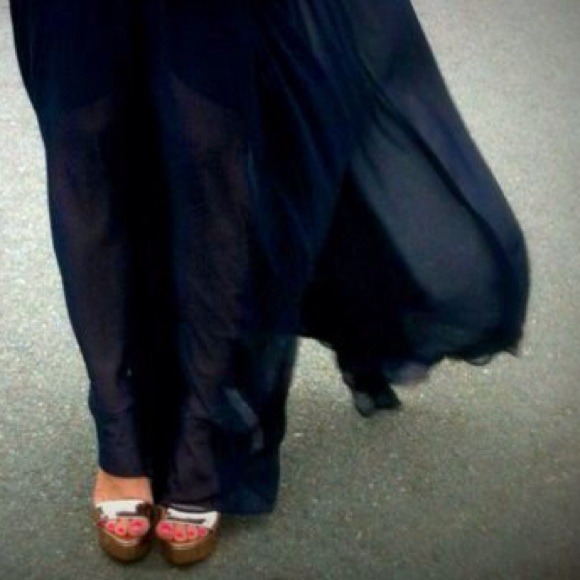 Navy blue  sheer maxi dress by Shareen - Picture 3 of 3