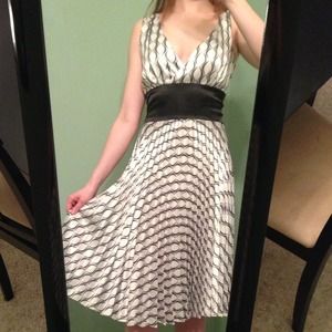 Black & white satin kaleidoscope swing dress