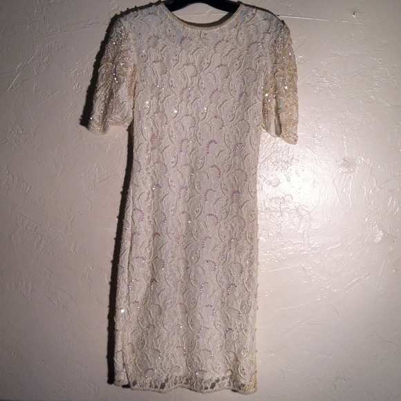 SOLD Vintage Lace & Sequin Prom Dress