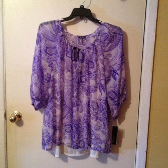 Summer in St Tropez Polyester Peasant Flowy Shirt