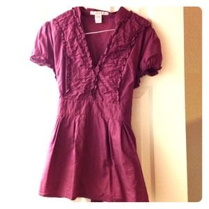 Plum ruffled dress shirt