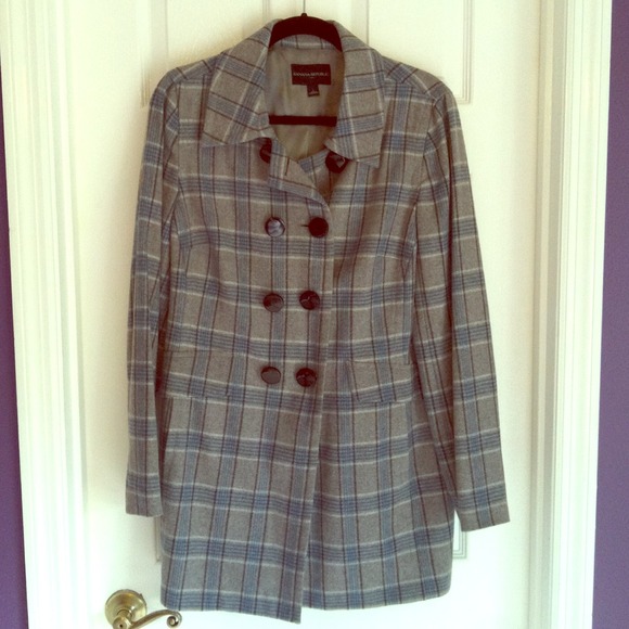 ❌SOLD❌Banana Republic Plaid Peacoat Sz L NWOT