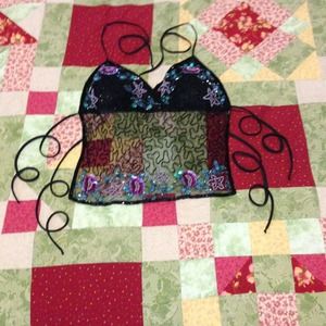 ✂️Price Cut✂️Black Halter Tie Back Sexy Top