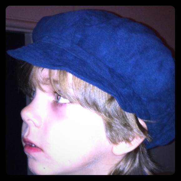 Blue micro suede newsboy cap