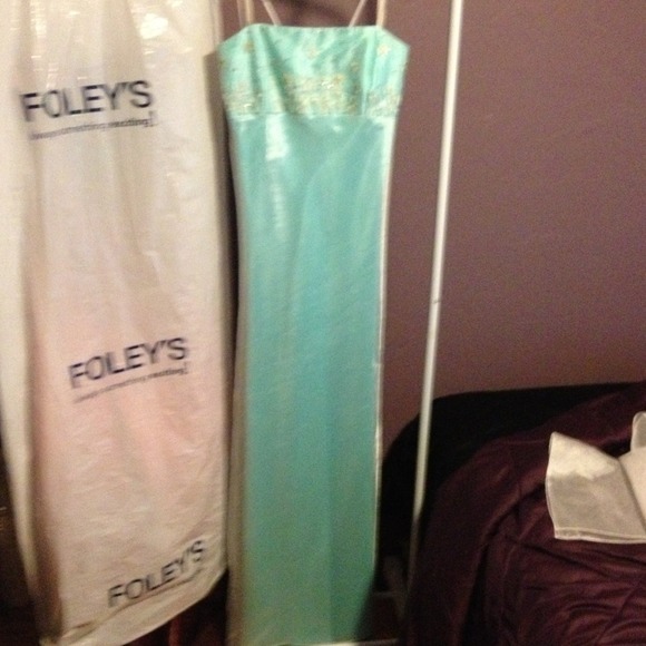 Aqua blue dress.  Some sequins need attention.