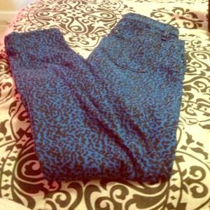 Blue Leopold print skinny jeans