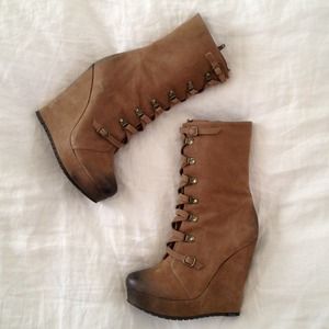 Distressed leather Kelsi Dagger wedge boots