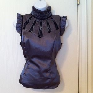 Grey satin and lace shirt