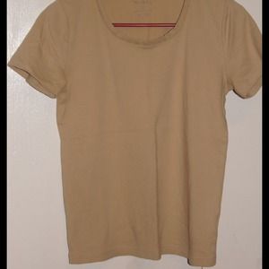 beige t-shirt.