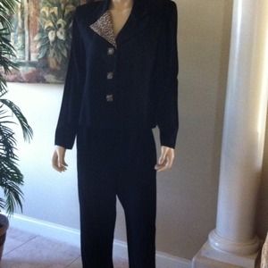 Black & Leopard Pant Suit - Sz. 12