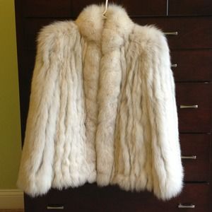 Natural blue fox fur coat