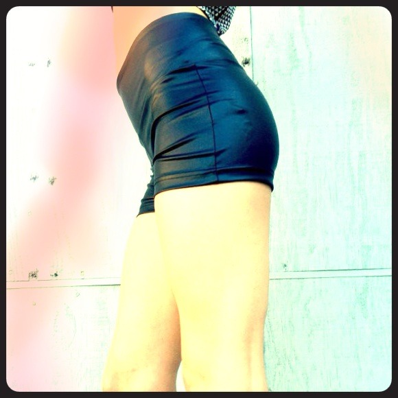 Black leatherette shorts