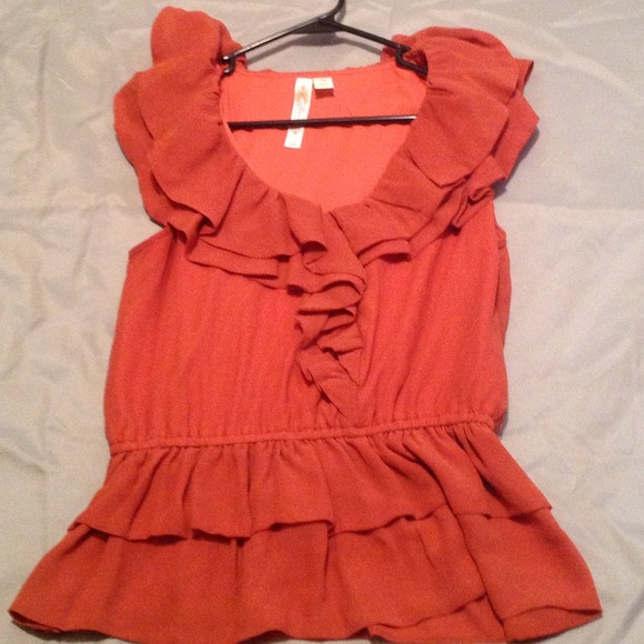 Burnt Orange ruffled blouse!!
