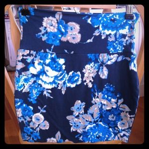 Blue Floral Bodycon Skirt