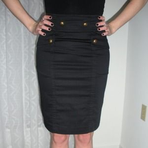 H&M High Waisted Skirt with Button Detail