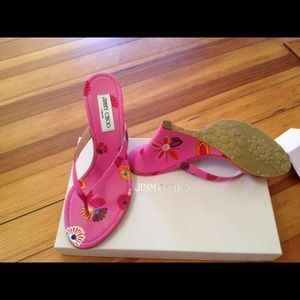 Jimmy Choo printed pink wedge