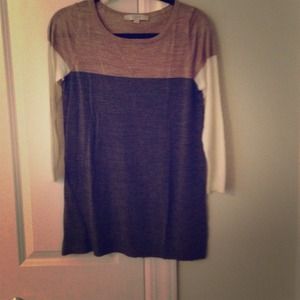 Loft - Cream/brown/grey long sleeve sweater small