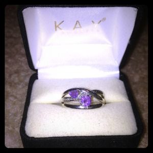 Kay's Jeweler's ring. Purple heart shaped stones.