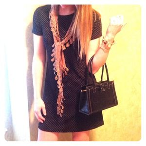 Black and Tan dotted swiss knit dress