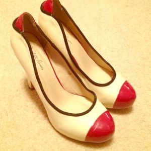 Cream And red high heels