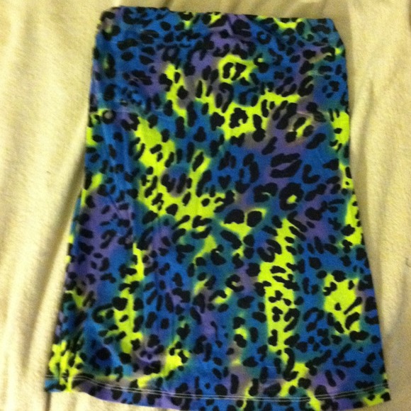 Bandeau strapless top leopard blue print